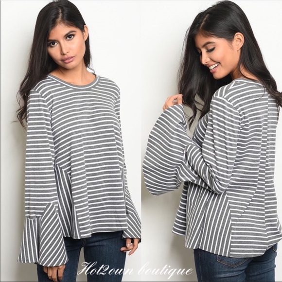 Hot2own Boutique Tops - 🆕 HOT2OWN BOUTIQUE STRIPED TOP WITH BELL SLEEVES